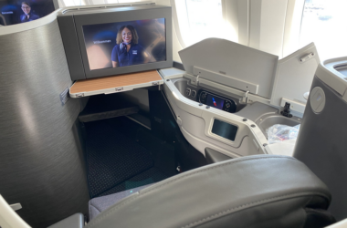 a tv on the side of a plane