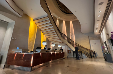 a staircase in a hotel