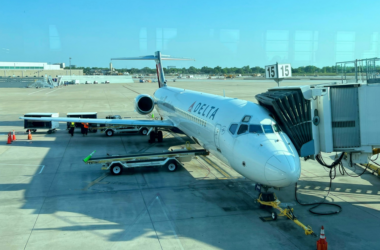 a plane parked at an airport