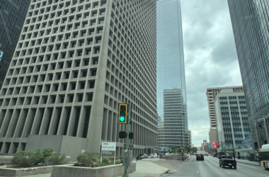 a street with tall buildings