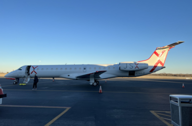 a plane on the runway