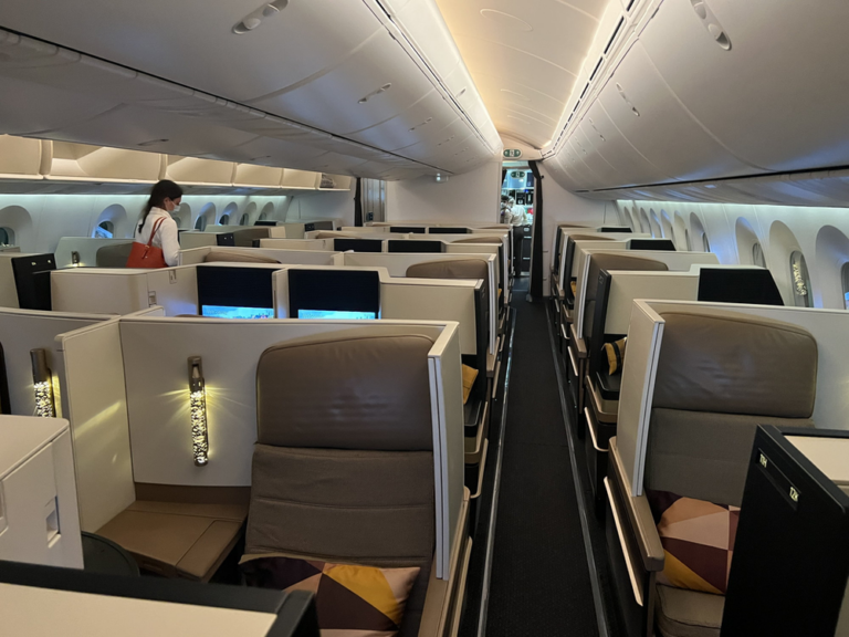 an airplane with rows of seats