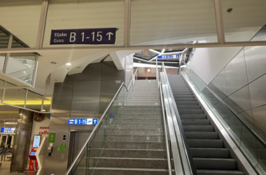 a escalator and stairs in a building