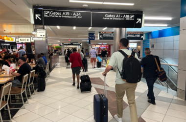 people walking in an airport