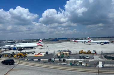 airplanes parked at an airport