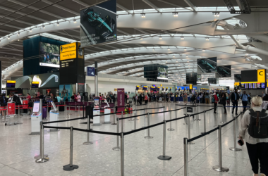 a group of people in an airport