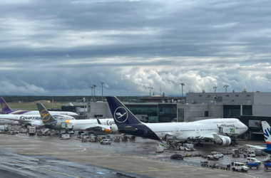 airplanes parked at an airport