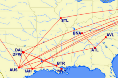 a map with red lines and points