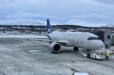 A SAS Airbus A320neo at Tromso Airport