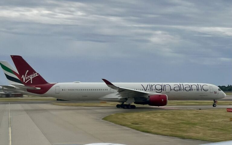 A Virgin Atlantic Airbus A350 at London Heathrow Airport