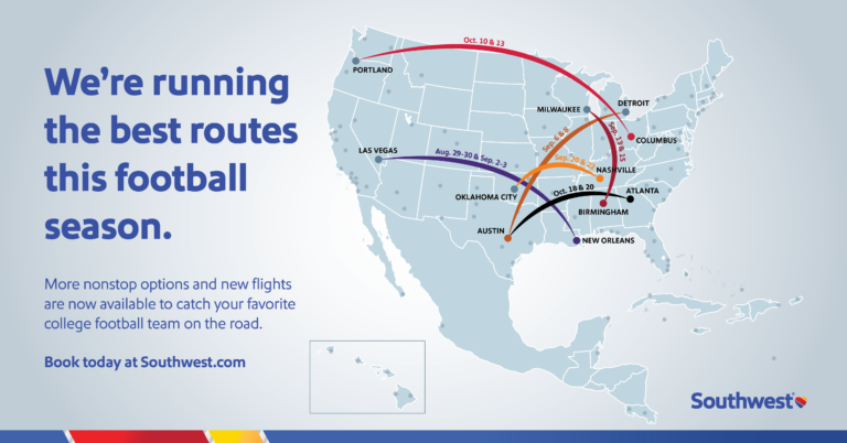 Southwest's 2024 College Football Route Map