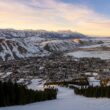 An aerial view of Jackson Hole Wyoming in the winter