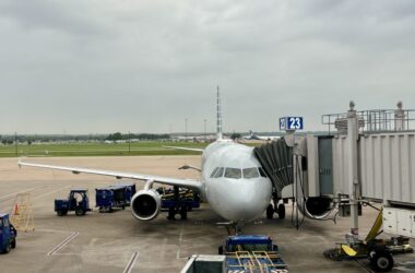 an airplane parked at an American Airlines is eliminating the remainder of what was once a bustling focus city operation with the elimination of more routes. This leaves only hib flying and two leisure routes to Mexico.