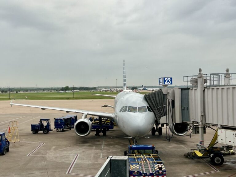 an airplane parked at an American Airlines is eliminating the remainder of what was once a bustling focus city operation with the elimination of more routes. This leaves only hib flying and two leisure routes to Mexico.