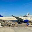 a plane parked on a tarmac