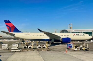 a plane parked on a tarmac