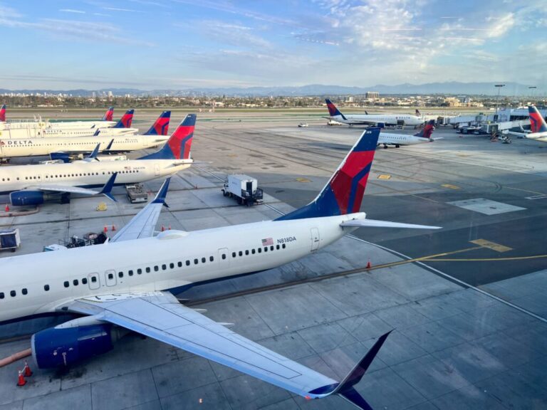 Delta airplanes parked at LAX