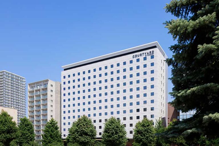 a white building with many windows