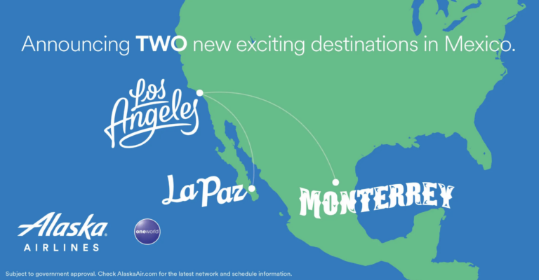 Alaska Airlines is adding flights between Los Angeles and La Paz and Monterrey in Mexico