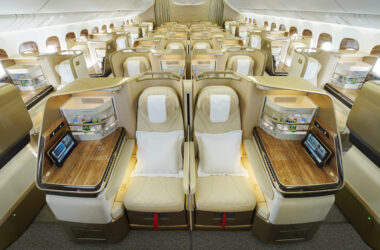 Emirates has unveiled its first retrofitted four-cabin Boeing 777 aircraft featuring new Business Class seats and a Premium Economy cabin.