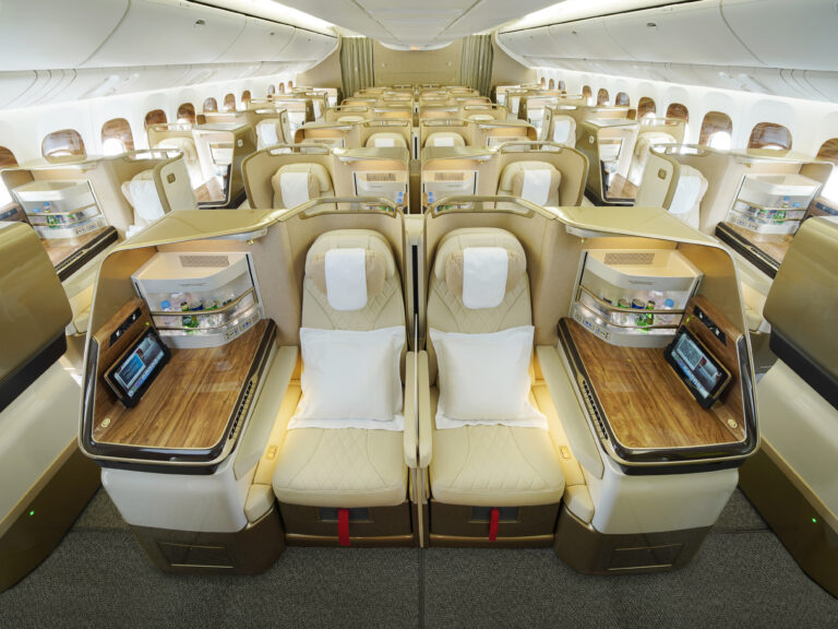 Emirates has unveiled its first retrofitted four-cabin Boeing 777 aircraft featuring new Business Class seats and a Premium Economy cabin.