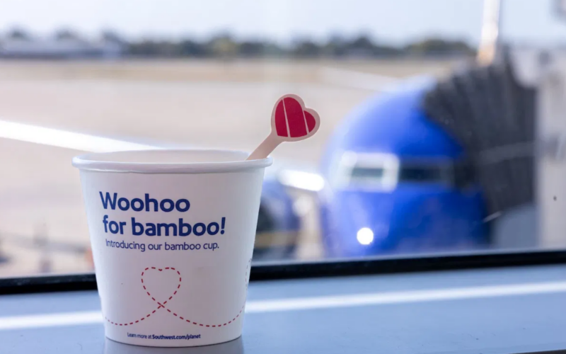 Southwest Airlines is swapping out cups, stir sticks, and napkins onboard in an effort to reduce single-use plastic waste.