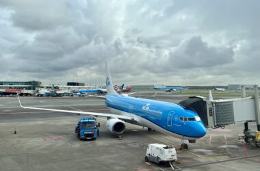 A KLM Boeing 737 flying between Oslo and Amsterdam veered off the runway after declaring an emergency and diverting to Sandefjord Airport.