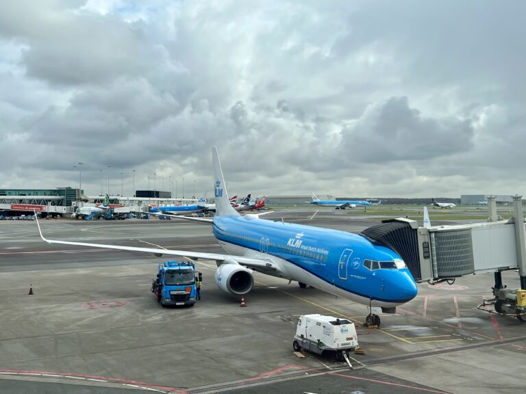 A KLM Boeing 737 flying between Oslo and Amsterdam veered off the runway after declaring an emergency and diverting to Sandefjord Airport.