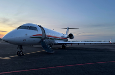 a plane on the runway