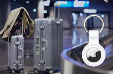 a group of luggage in a airport