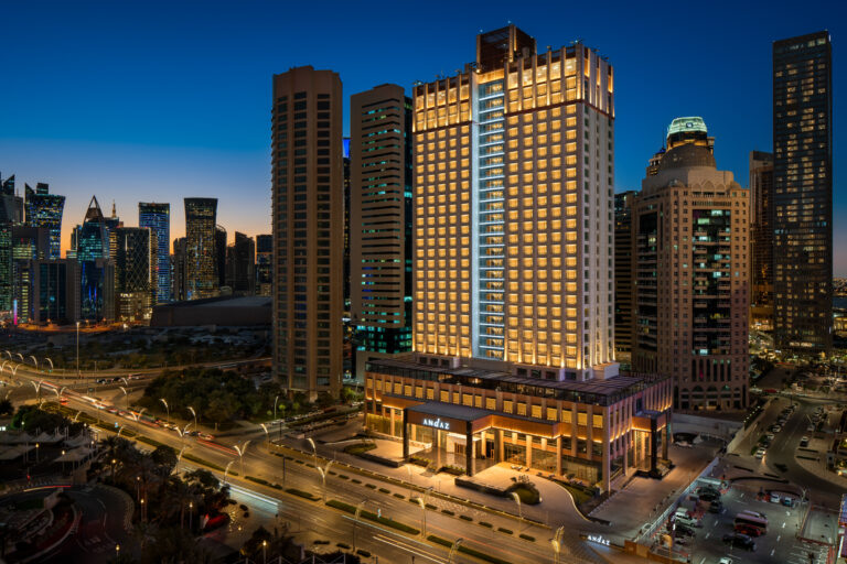 a large building with lights on it