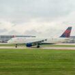 a plane on the runway