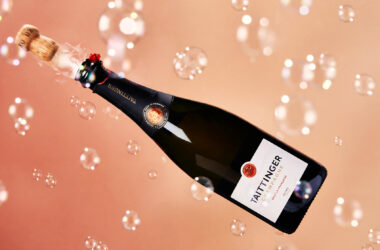 a bottle of champagne with bubbles