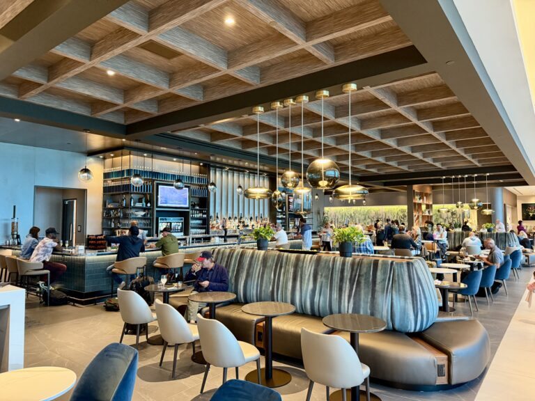 The all new Delta Sky Club in Concourse D at Hartsfield Jackson Atlanta International Airport (ATL) is a beautiful space to spend a layover.