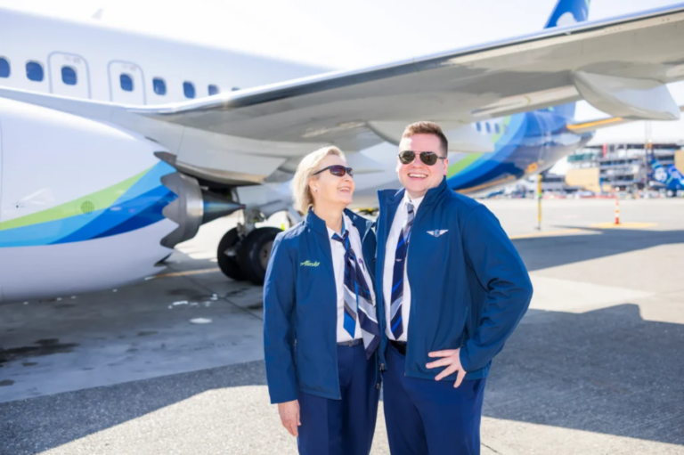 Captain Michelle and First Officer Jeff Miles became the first mother-son duo in Alaska Airlines history to operate a flight together.