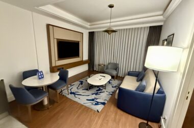 a room with a table and chairs