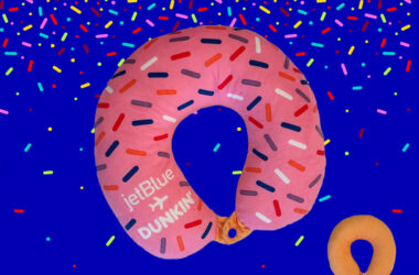 JetBlue and Dunkin' have partnered on a limited edition donut themed neck pillow to celebrate National Donut Day.