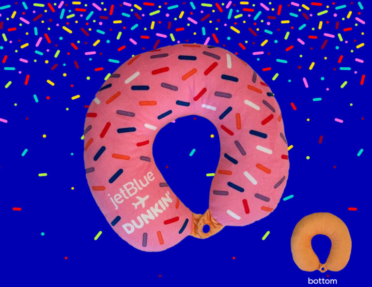 JetBlue and Dunkin' have partnered on a limited edition donut themed neck pillow to celebrate National Donut Day.