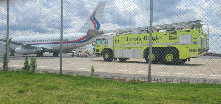 A charter flight carrying members of various NASCAR race teams was forced to abort takeoff after an engine issue while departing Charlotte.