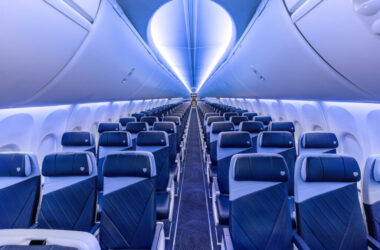a row of seats in an airplane