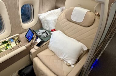 a seat in an airplane