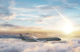 a plane flying in the sky