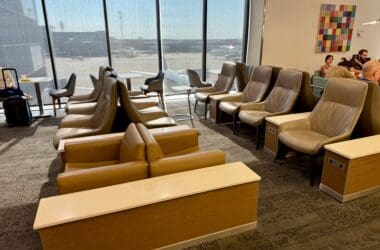 The Delta Sky Club at Gate A17 in Hartsfield-Jackson Atlanta International Airport is a nice space to relax and rechange prior to a flight.