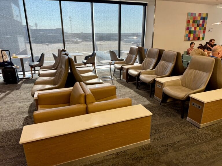 The Delta Sky Club at Gate A17 in Hartsfield-Jackson Atlanta International Airport is a nice space to relax and rechange prior to a flight.