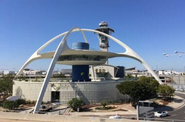 Theme Building with a white structure