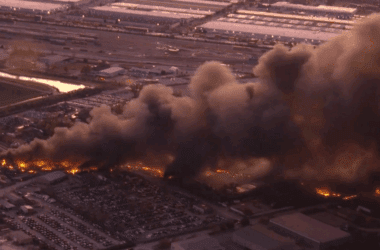 Aftermath of the UPS plane crash in Louisville