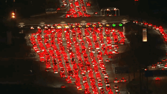 a traffic jam on a highway