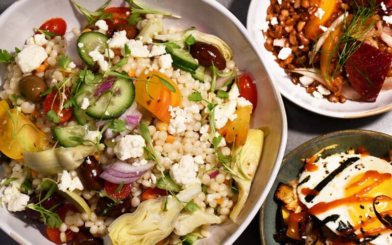 a bowl of salad and beans