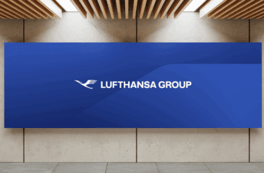 a blue sign on a wall