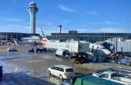 a plane parked at an airport